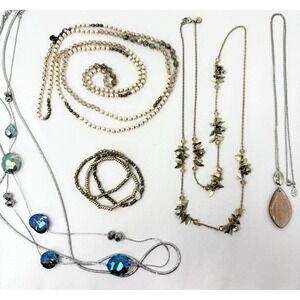 Loft Jewelry Lot 5 Pieces Long Necklaces Bracelets Beaded Wearable Resell